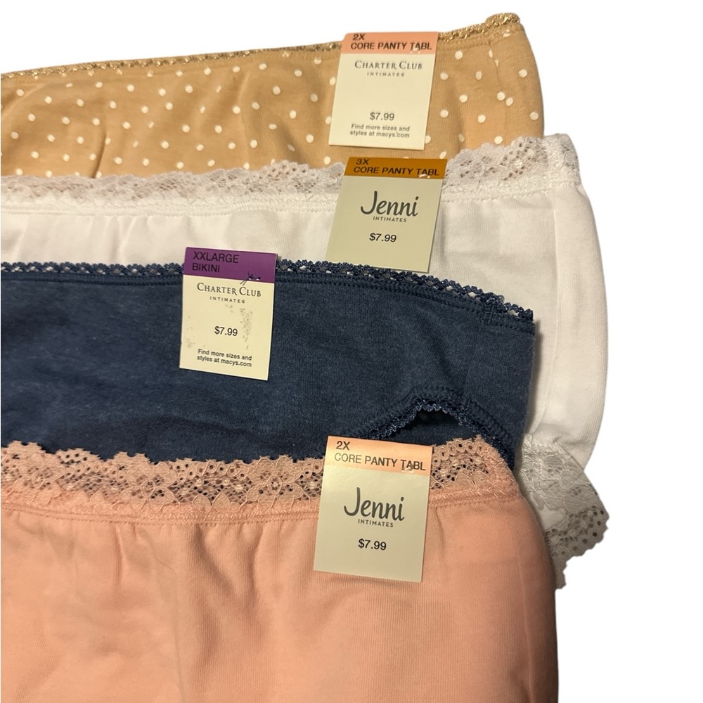 Charter Club Panties Set - Tan, White, Blue, Pink - Picture 2 of 4
